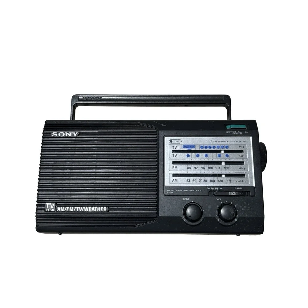 Vintage Sony ICF-34 AM/FM/TV/Weather Radio AC/DC - Tested Works Perfect
